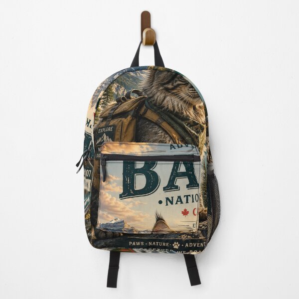 Item preview, Maine Coon Banff National Park Canada  Adventure Cats™  Vintage Mountain Travel Design designed and sold by TeeVibeHaus.