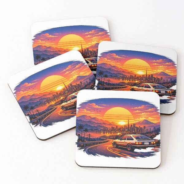 Item preview, Retro Sunset Drive – Colorful JDM Streetwear T-Shirt designed and sold by LarkLeaf.