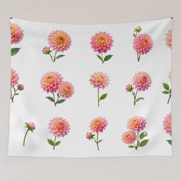 Item preview, Vintage Pink Peach Dahlia Flower Bouquet Botanical Floral Aesthetic designed and sold by Rehnair.