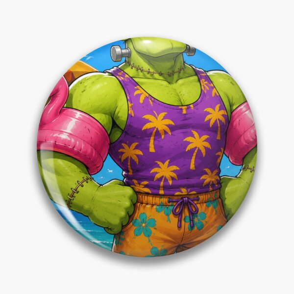 Item preview, Frankenstein on Vacation Funny Summer Monster Beach Cartoon designed and sold by ComedyInkFactor.