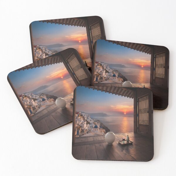 Item preview, Hanok Window to the World: Santorini Sunset & Aegean Sea | Romantic Mediterranean Fine Art Print designed and sold by SOOstudio73.