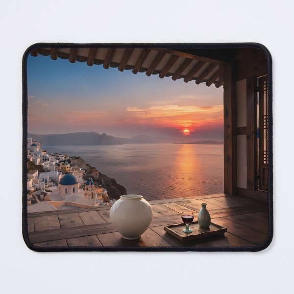 Item preview, Hanok Window to the World: Santorini Sunset & Aegean Sea | Romantic Mediterranean Fine Art Print designed and sold by SOOstudio73.