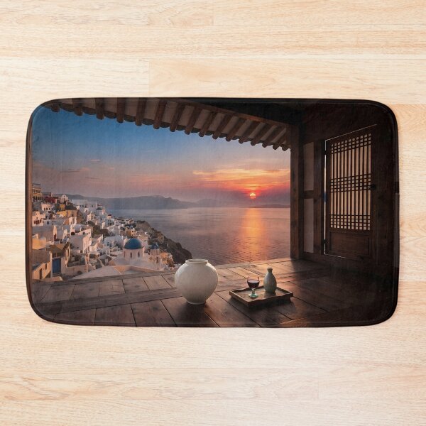 Item preview, Hanok Window to the World: Santorini Sunset & Aegean Sea | Romantic Mediterranean Fine Art Print designed and sold by SOOstudio73.