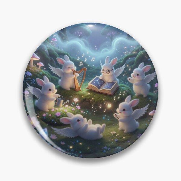 Item preview, Whimsical Celestial Bunny Angels Under Full Moon Art designed and sold by lovelistivkaa.