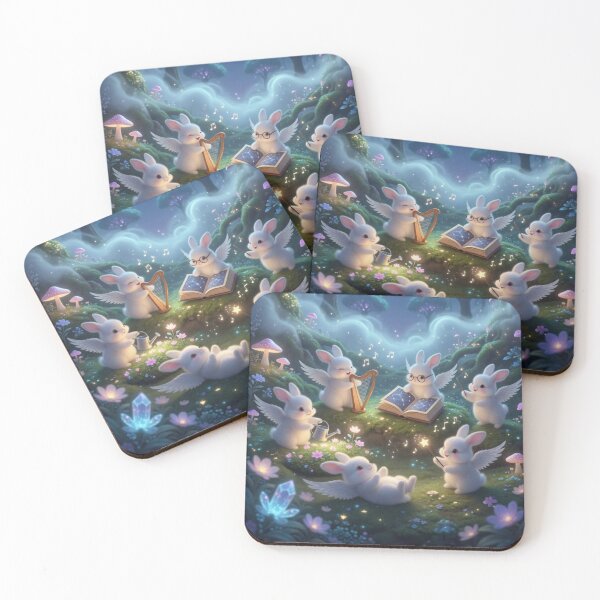 Item preview, Whimsical Celestial Bunny Angels Under Full Moon Art designed and sold by lovelistivkaa.