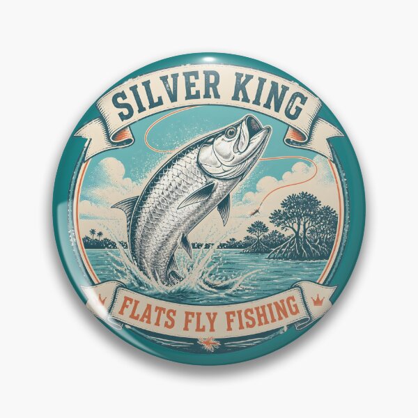 Item preview, Silver King Tarpon Fly Fishing - Vintage Flats Angling Emblem designed and sold by ThirdShiftLab.