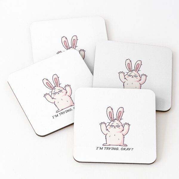 Item preview, Im Trying Okay Funny Tired Bunny Sticker designed and sold by BaronzDesign18.
