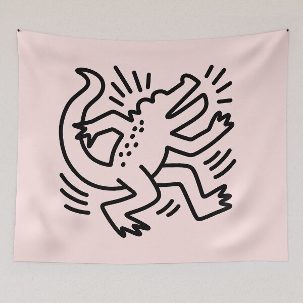 Item preview, Funny Keith Haring-inspired Dancing Crocodile (line art) designed and sold by ZERO-MIND.