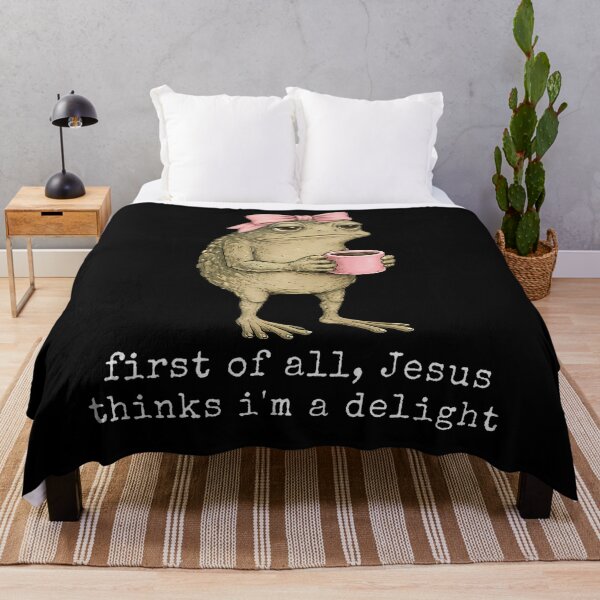 Item preview, First Of All Jesus Thinks I'M A Delight Frog Meme designed and sold by JanJanie1.