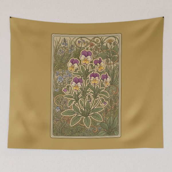 Item preview, Art Nouveau Wild Pansy – Vintage Botanical Viola Tricolor Illustration designed and sold by FreiherrPK.