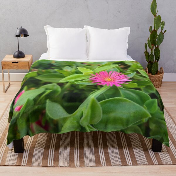 Item preview, Bright Pink Aptenia Flower on Green Succulent Leaves designed and sold by Yanshuf.