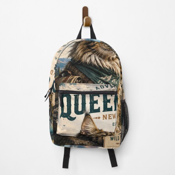 Item preview, Maine Coon Queenstown New Zealand Adventure Cats™ Vintage Mountain Travel Poster designed and sold by TeeVibeHaus.