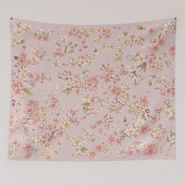 Item preview, Delicate Cherry Blossoms Pattern - Hand-Drawn Japanese Sakura Illustration designed and sold by Kokeshidreams.
