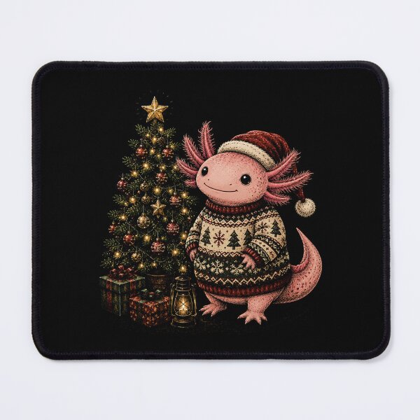 Item preview, Cute Christmas Axolotl with Tree and Gifts in Santa Hat-Merry Christmas Axolotl designed and sold by SOUFIANE1991.