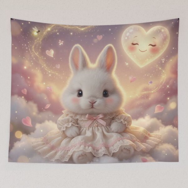 Item preview, Cute Bunny Princess in Dress Sitting on Pastel Clouds designed and sold by lovelistivkaa.