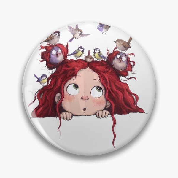 Item preview, Kızıl Saçlı ve Kuşlu Meraklı Kız İllüstrasyonu – Renkli Dijital Baskı / Poster, Çocuk Odası ve Ev Dekorasyonu, Yekta Tasarım designed and sold by Zahho.