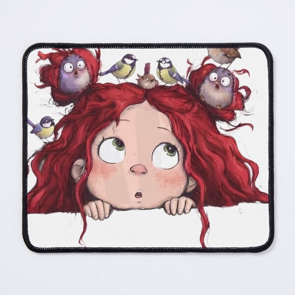 Item preview, Kızıl Saçlı ve Kuşlu Meraklı Kız İllüstrasyonu – Renkli Dijital Baskı / Poster, Çocuk Odası ve Ev Dekorasyonu, Yekta Tasarım designed and sold by Zahho.