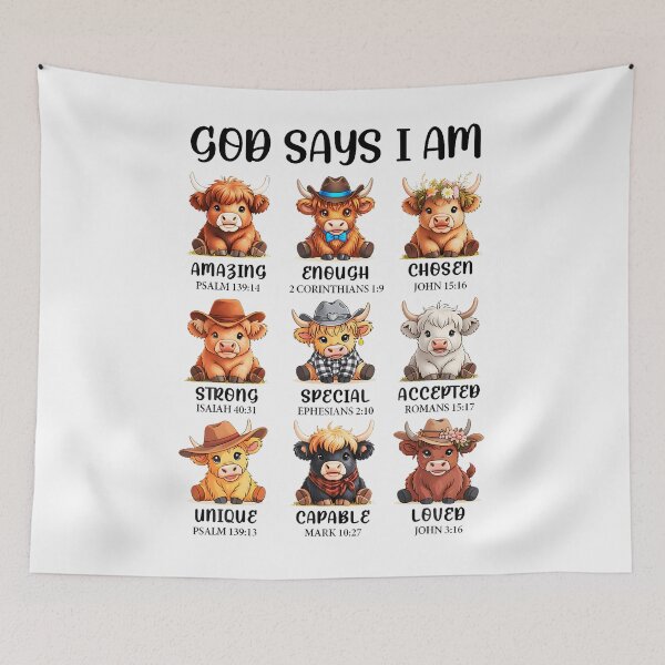 Item preview, God Says I Am Highland Cow Christian Religious Scottish Cow designed and sold by JanJanie1.