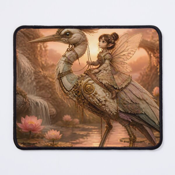 Item preview, Tiny Fairy on Heron in Mystical Pond Garden designed and sold by sigmaartstudio.