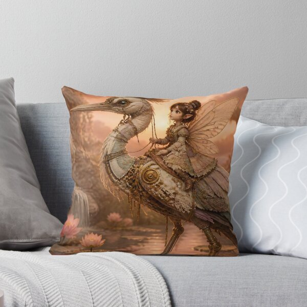 Item preview, Tiny Fairy on Heron in Mystical Pond Garden designed and sold by sigmaartstudio.