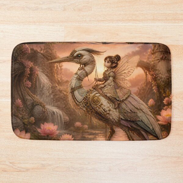 Item preview, Tiny Fairy on Heron in Mystical Pond Garden designed and sold by sigmaartstudio.