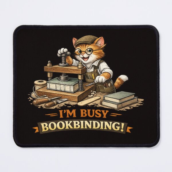 Item preview, Funny Bookbinding Cat – I’m Busy Bookbinding Craft Design designed and sold by Tadeusz1.