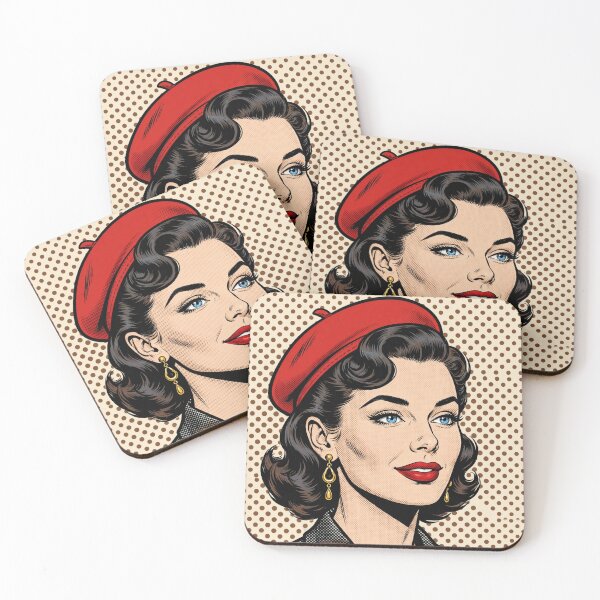 Item preview, Vintage Red Beret Woman Pop Art Retro French Lady Comic designed and sold by MAISON SYLVIE.