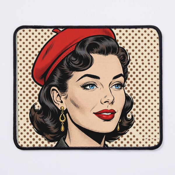Item preview, Vintage Red Beret Woman Pop Art Retro French Lady Comic designed and sold by MAISON SYLVIE.