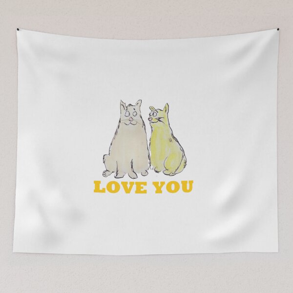 Item preview, two yellow cats love you designed and sold by Inky Fingers Illustrations.
