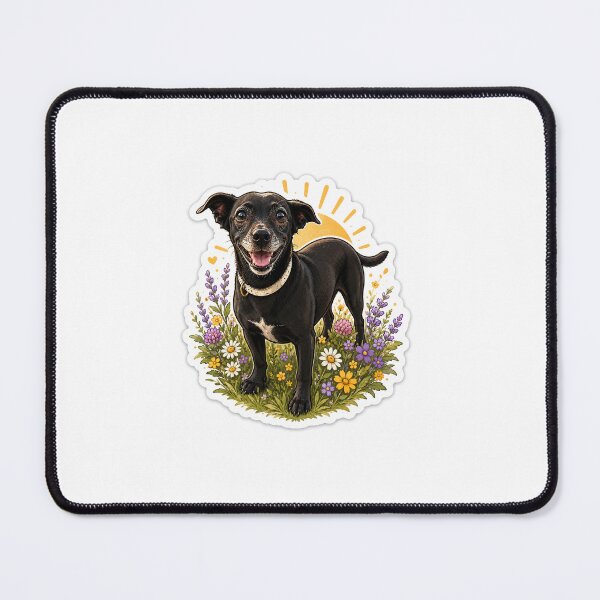 Item preview, Sunshine Dog – Happy Black Dog in a Wildflower Meadow designed and sold by Maggie1475.
