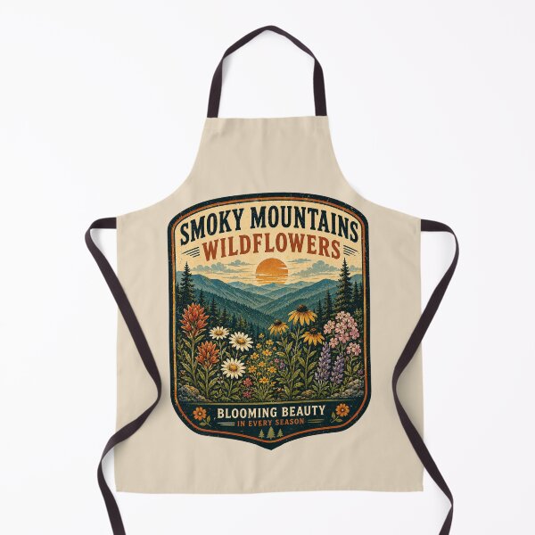 Item preview, Smoky Mountains Wildflowers Vintage Botanical Travel Poster – Retro Alpine Meadow Nature Illustration designed and sold by Globalcitytees.