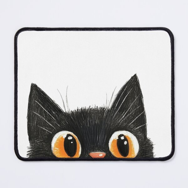 Item preview, Cute Peekaboo Black Cat Illustration with Floating Hearts designed and sold by JossDesign15.