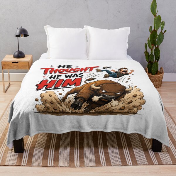 Item preview, He Thought He Was Him Bison T-Shirt – Funny Animal Attack Meme Graphic Tee designed and sold by Artimax-Studio.