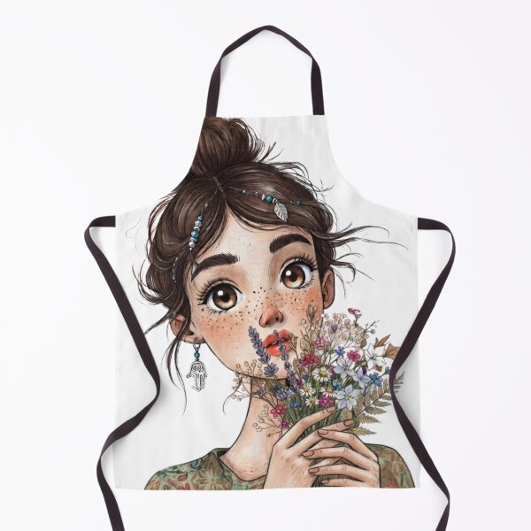 Item preview, Çiçek Buketli Bohem Kız İllüstrasyonu – Minimalist Dijital Baskı / designed and sold by Zahho.