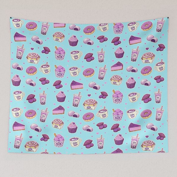 Item preview, Ube Aesthetic Food Pattern Purple Desserts and Drinks designed and sold by merchxwear.