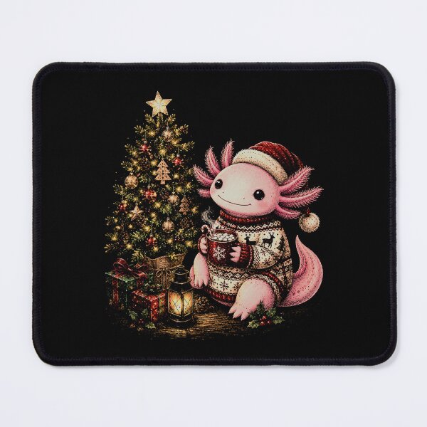 Item preview, Cute Christmas Axolotl with Tree and Gifts in Santa Hat-Merry Christmas Axolotl designed and sold by SOUFIANE1991.