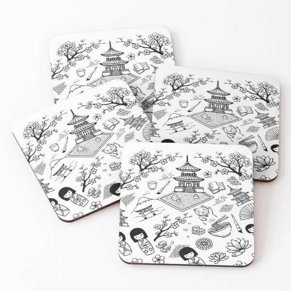 Item preview, Japanese Culture and Traditional Symbols Minimalist Line Art designed and sold by Kokeshidreams.