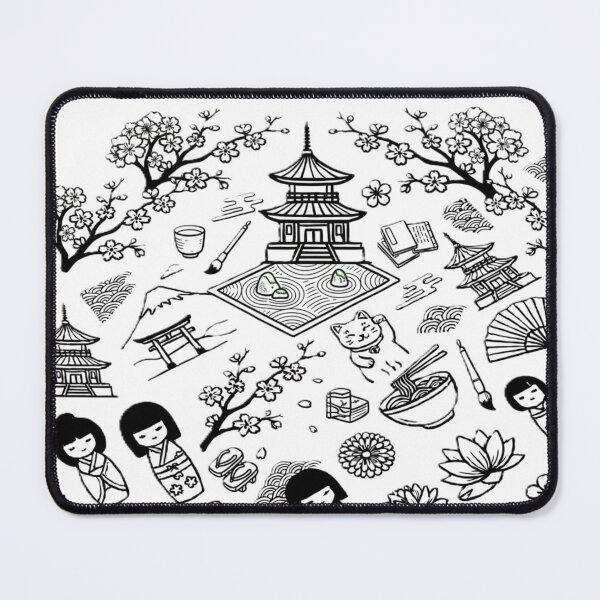 Item preview, Japanese Culture and Traditional Symbols Minimalist Line Art designed and sold by Kokeshidreams.