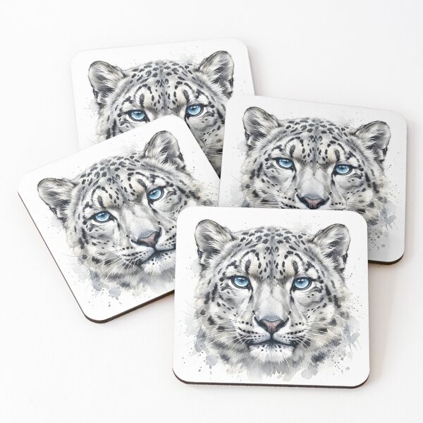 Item preview, Snow Leopard Watercolor Painting designed and sold by RawNaturePrints.