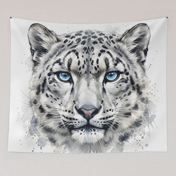Item preview, Snow Leopard Watercolor Painting designed and sold by RawNaturePrints.