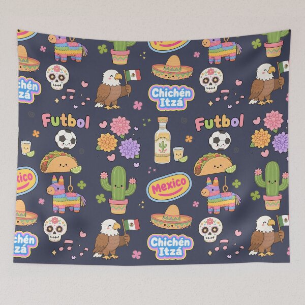 Item preview, Mexico Cute Collage Pastel Seamless Pattern designed and sold by HowToCanadian.