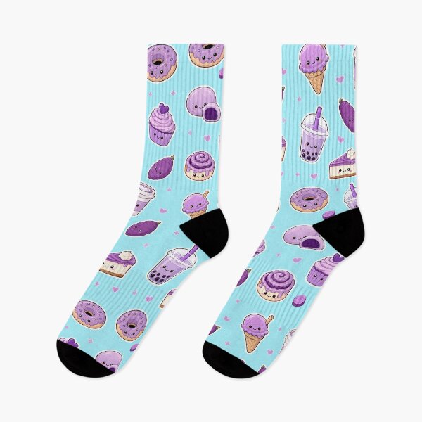 Item preview, Kawaii Ube Food Pattern - Cute Purple Yam Desserts and Drinks designed and sold by merchxwear.