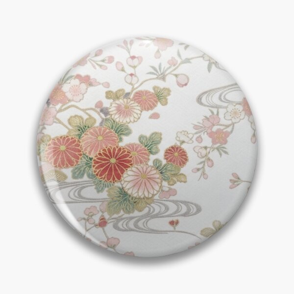 Item preview, Traditional Japanese Kimono Pattern with Cherry Blossoms and Swallows on White designed and sold by Kokeshidreams.