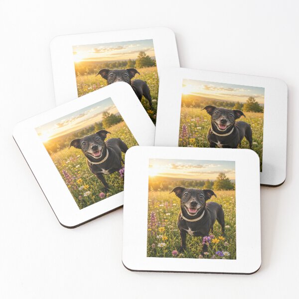 Item preview, Sunshine Dog – Happy Black Dog in a Wildflower Meadow  Tags: designed and sold by Maggie1475.