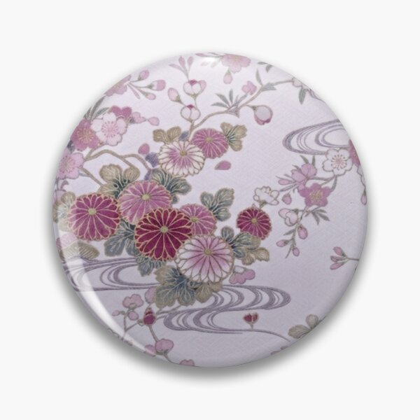 Item preview, Traditional Japanese Kimono Pattern with Purple Cherry Blossoms and Swallows designed and sold by Kokeshidreams.