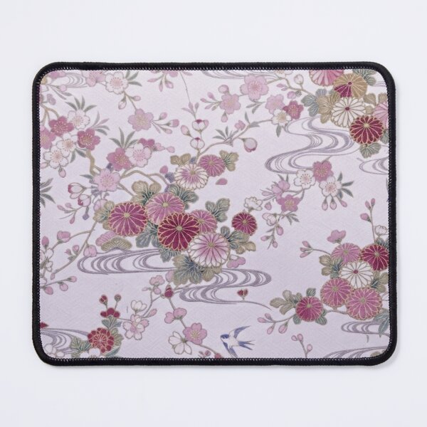 Item preview, Traditional Japanese Kimono Pattern with Purple Cherry Blossoms and Swallows designed and sold by Kokeshidreams.