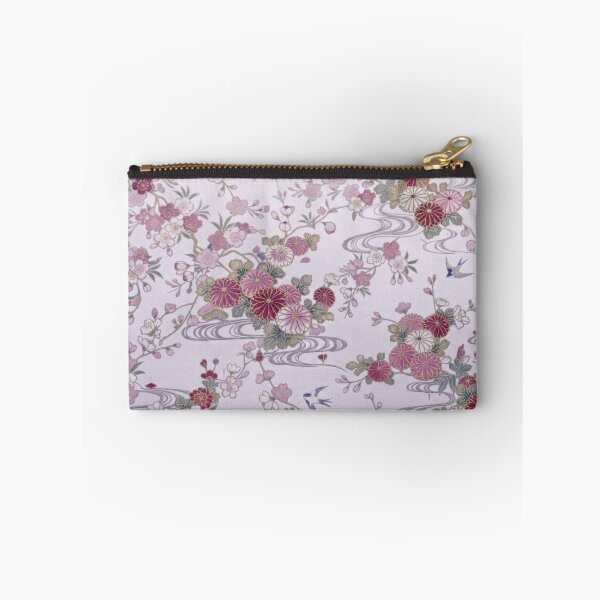 Item preview, Traditional Japanese Kimono Pattern with Purple Cherry Blossoms and Swallows designed and sold by Kokeshidreams.