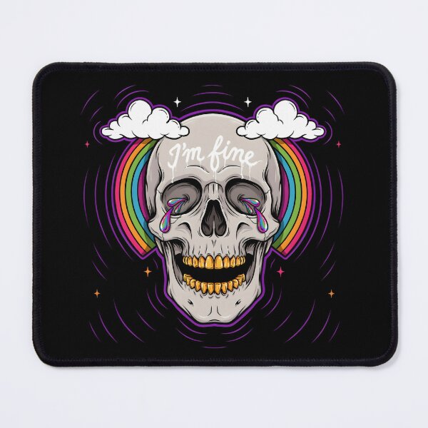 Item preview, I'm Fine Crying Rainbow Skull Pop Surrealism designed and sold by Enea Kelo.