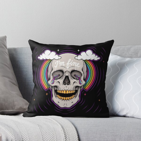 Item preview, I'm Fine Crying Rainbow Skull Pop Surrealism designed and sold by Enea Kelo.