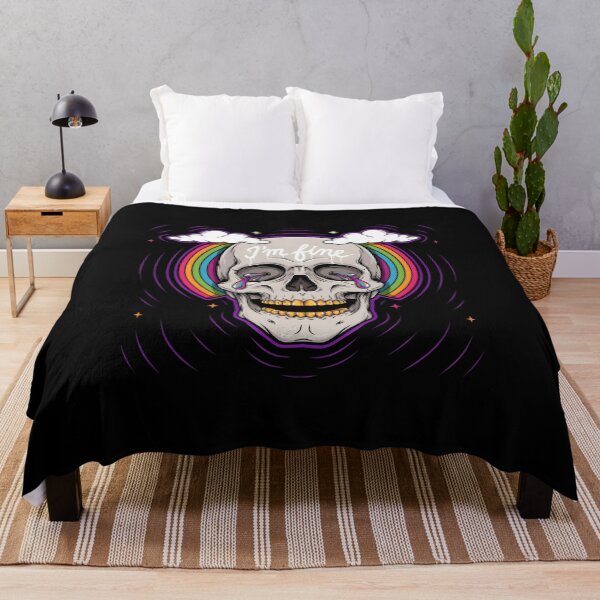 Item preview, I'm Fine Crying Rainbow Skull Pop Surrealism designed and sold by Enea Kelo.